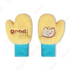 velvet yellow glove for kids